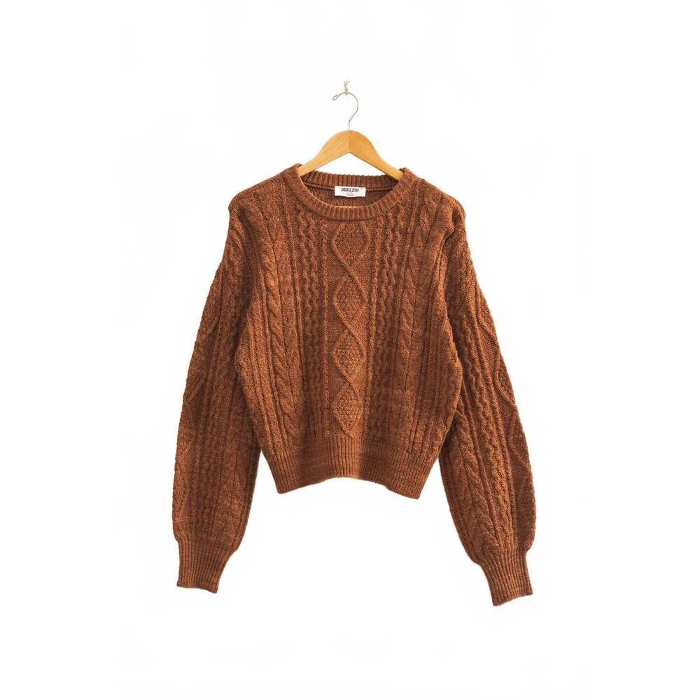 NEW HYFVE women's cable knit sweater in chesnut
